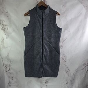 Title Nine Dress Women Large Gray Passport Zip Tank Mini Vest Pockets Zip Tunic